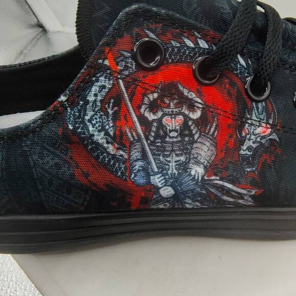 RAAD Samurai Sword Dragon Mens Black Graphic Low Top Sneakers US Size 10M - Picture 8 of 11